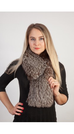 Silver fox fur scarf-collar